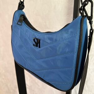 Steve Madden Quilted Royal Blue Shoulder Bag with Black Trim